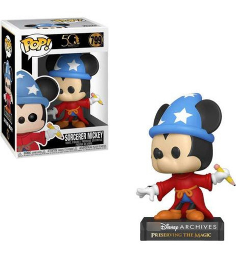 Funko Pop Sorcerer Mickey 799 Clássico 50 Anos - Disney