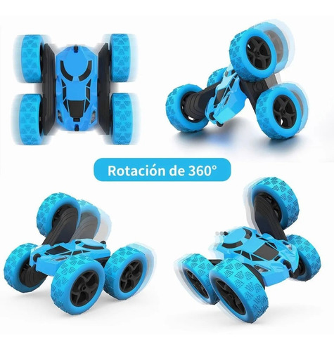 Rc Juguete Coche 4ch Truco Drift Coche Doble Cara 360 Giro Color Azul