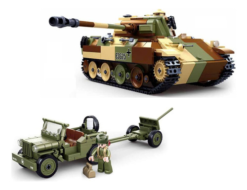 Set Wwii Jeep Willy + Tanque Pz.v Panther, Compatible Lego