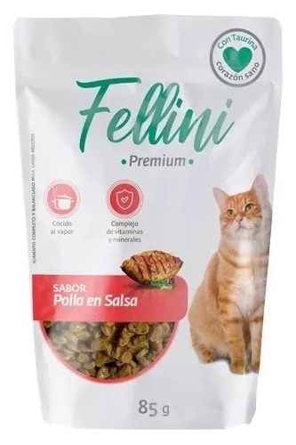 Snack Húmedo Gatos Sabor Pollo En Salsa Fellini 85grs