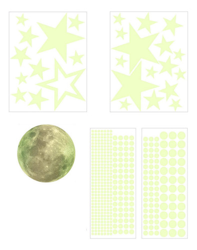 5 Pegatinas De Estrellas Y Con Puntos Que Brillan En La