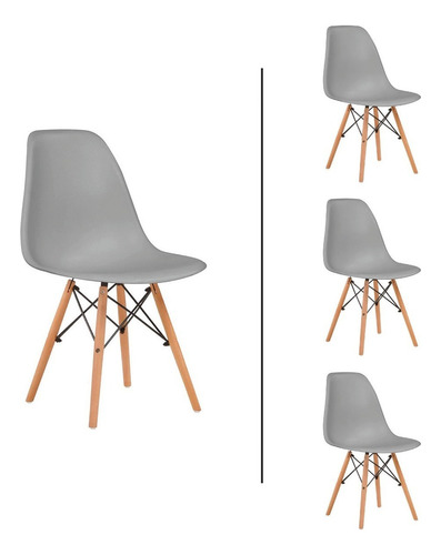 Set De 4 Sillas Modernas Para Comedor Eames Bárbara Home Estructura De La Silla Gris