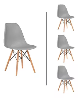 Set De 4 Sillas Modernas Para Comedor Eames Bárbara Home Estructura De La Silla Gris