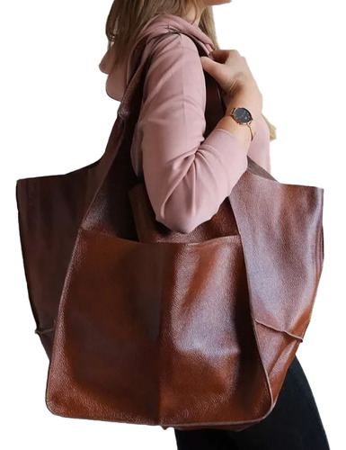 Bolso De Compras De Cuero Suave De Gran Capacidad Para Mujer