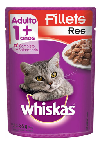 Alimento Húmedo Para Gato Pouch Res Whiskas  5 X 85g