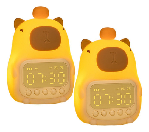 Reloj Despertador De Silicona Capybara, 2 Unidades, Luz Noct