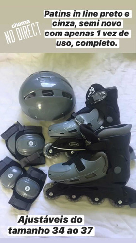 Patins In Line Semi Novo, Com Apenas 1 Vez De Uso, Completo.