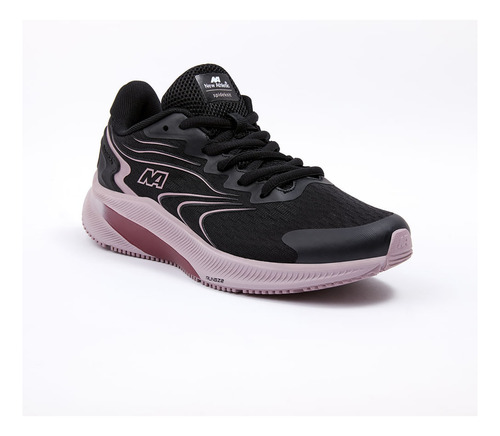 Zapatillas New Athletic Running Rungz46 Negro Con Rosado Par