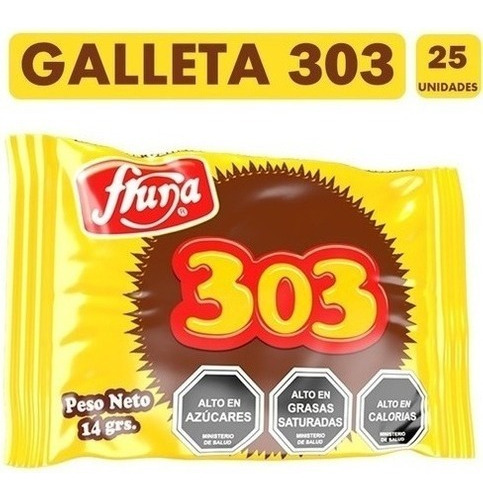 Galletas 303 De Fruna Con Cobertura De Chocolate 25 Unidades