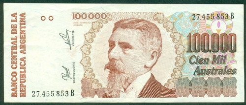 Argentina Billete 100000 Australes (1991) C# 727c Exc.