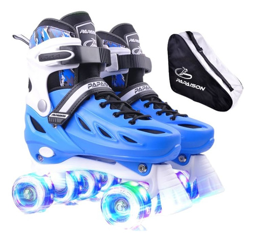  Patines 4 Ruedas Quad Artistico Luz Led Con Bolso Tarjetas