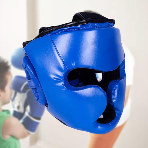 Boxeo Headgear Karate Cómodo Sparring Color Azul L