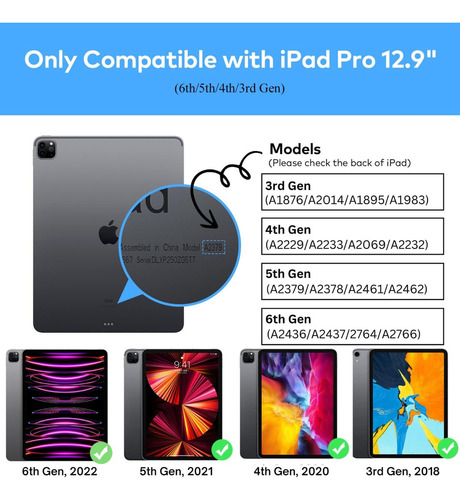 Teclado Magnético Touch Backlit Para iPad Pro 12.9 6gen M2