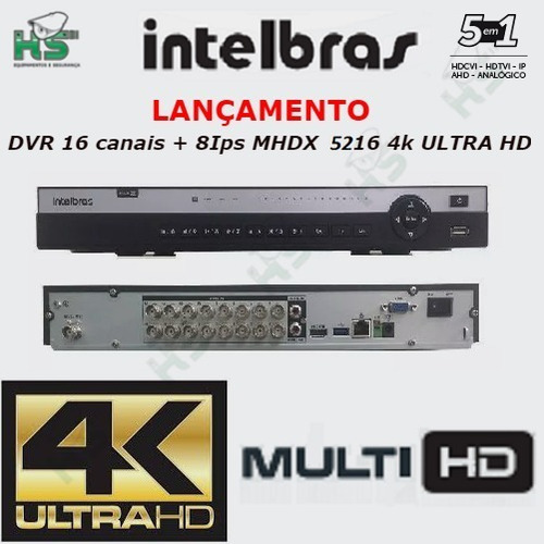 Gravador Dvr Nvr 16c Multi Hd Ultra 4k Mhdx5216 Intelbras