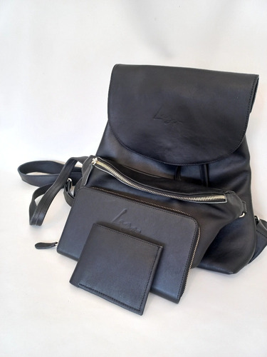 Imagen 3 de 4 de Mochila De Cuero Color Negro