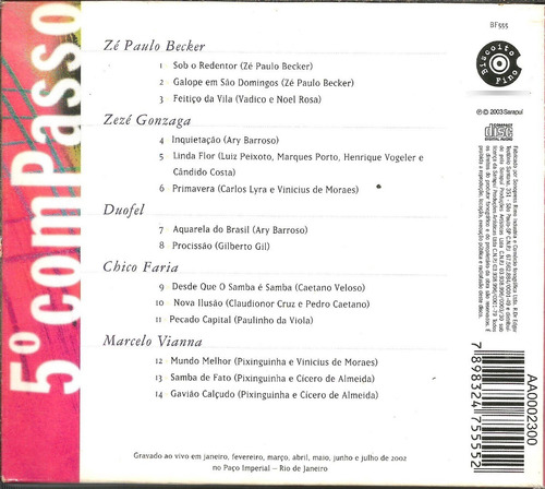 Z27 - Cd - Zé Paulo - 5º Compasso - Samba Choro - Lacrado
