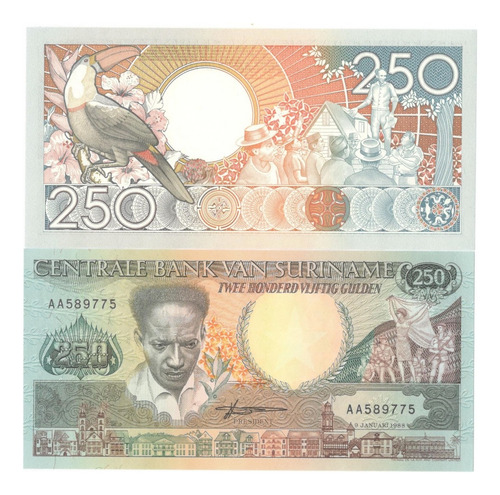 Billete Suriname 250 Gulden 1988 Unc