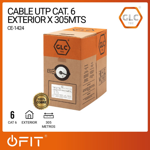 Cable Utp Glc Bobina 305m Cat 6 Exterior 100% Cobre Max