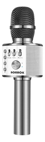 Micrófono Inalámbrico Bonaok, Q37 Gris Espacial Para Karaoke