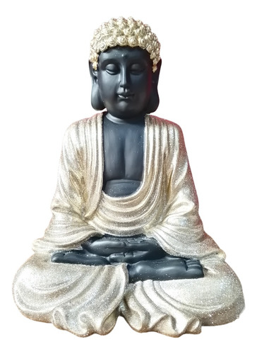 Adorno Figura Decorativa Buda  Black Gold 28cm De Alto.