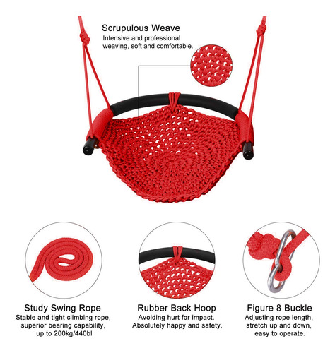 Asiento De Columpio Para Niños Con Cuerda Resistente Para