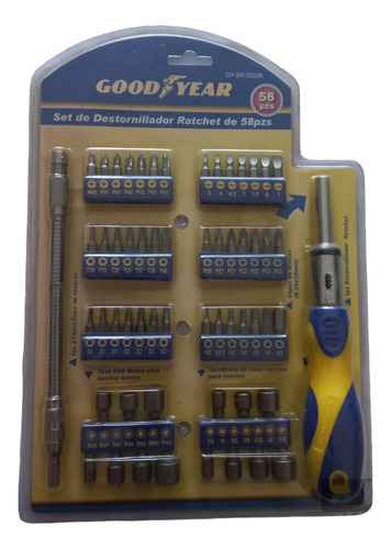 Set Herramientas 58 Piezas Destornillador Ratchet Good Year 