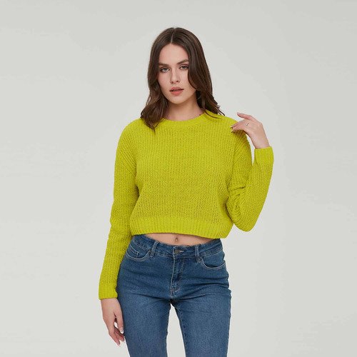 Sweater Mujer Tejido Verde Limon Fashion's Park