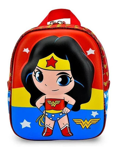 Lancheira Mochila Escolar 3d Mulher Maravilha P - Maxtoy Cor Vermelho