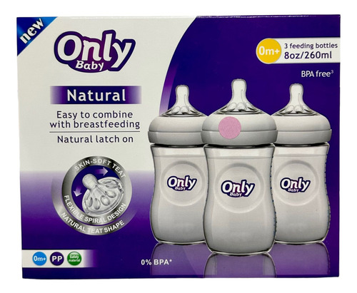 Only Tetero X 3 Unidades 8 Oz Anticólico Libre Bpa