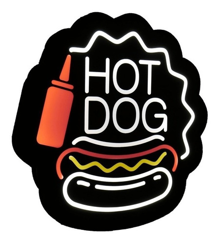 Letreiro Led Luminoso Hot Dog - Decoração Cachorro Quente