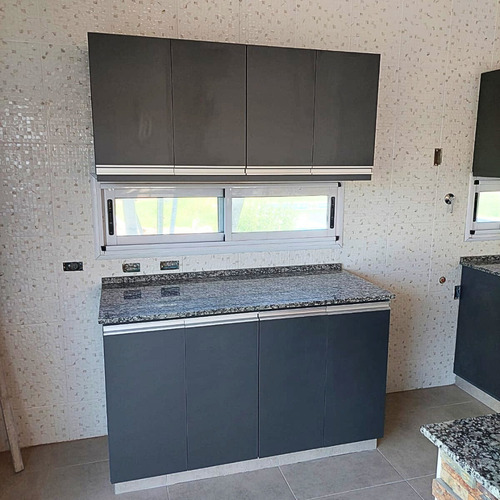 Muebles De Cocina A Medida-alacenas Bajo Mesada Mdf Meamina Gris Oscuro