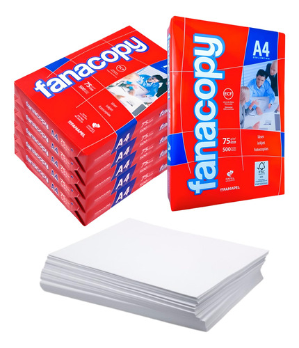 Resma De Papel A4 Fanacopy Papel Blanco 75gr Block X10 Resma