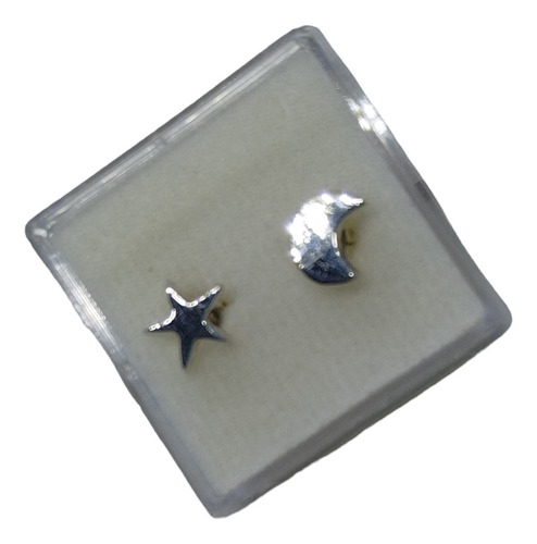 Aretes En Plata De Estrella Y Luna