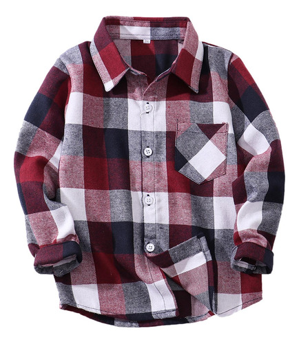 Camisa F Para Niños Pequeños, Chaqueta A Cuadros, Manga Larg