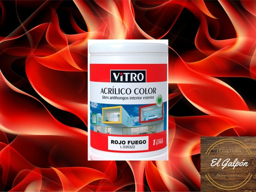 Pintura Paredes Interior Exterior Rojo Fuego 1 Litro