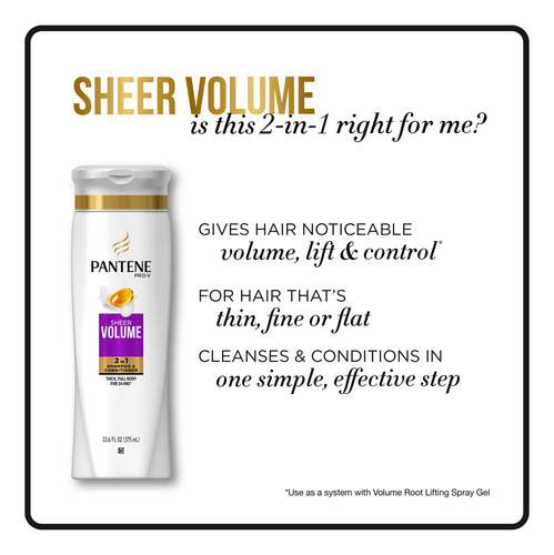 Shampoo E Condicionador Pantene Sheer Volume 2 Em 1:375ml (p