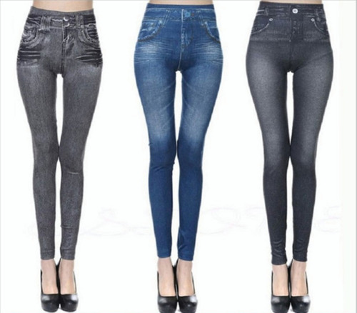 Leggins Jeans Mallones Ultra Comodos Tipo Mezcilla Premium