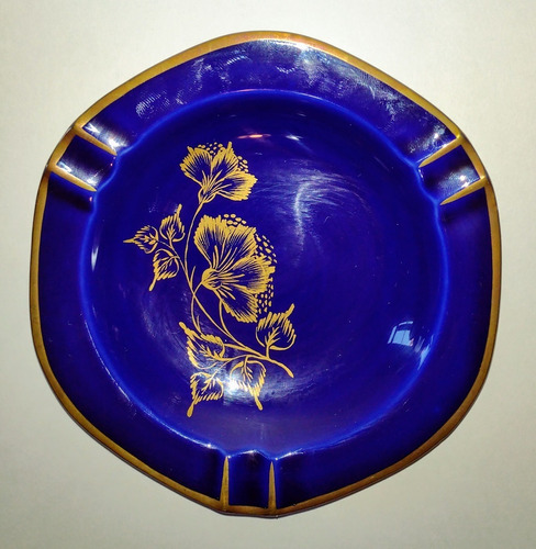 Imagen 1 de 4 de Sussex Vintage Cenicero Azul Cobalto Decoracion Firmado Base