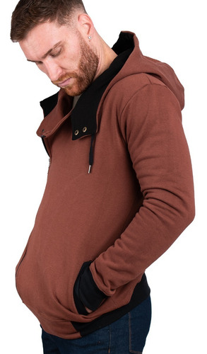 Imagen 7 de 10 de Campera Moda Cierre Cruzado Hoodie Slim Fit Canguro A10