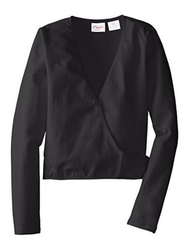 Capezio Little Girls 'classics Wrap Top, Negro, Pequeño