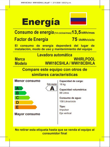Imagen 7 de 7 de Lavadora Whirlpool Superior Impeller 18kgs Gris Whirlpool