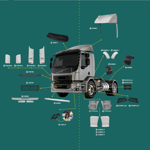Visera De Techo P/ Volvo Vm Improtado Plastico Inyectado