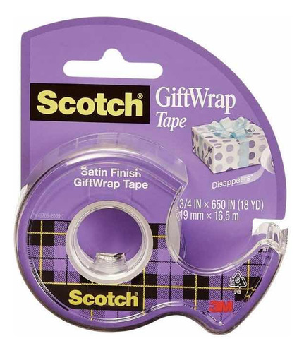 Cinta 3m Scotch Gift Wrap Tape Con Dispensador 19mm X 16.5m