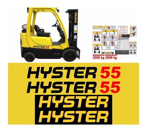 Kit Adesivo Empilhadeira Hyster 55 Completo + Etiquetas Mk