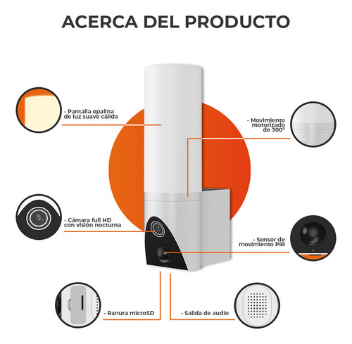 Cámara De Seguridad Led 20 W Luz Cálida Tecnolite Connect Color Blanco/negro