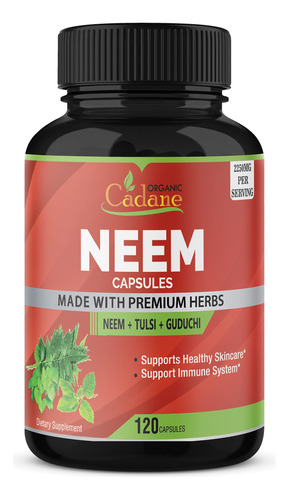 Neem Leaves Powder 2250mg Con Tulsi, Guduchi, 120 Capsulas |