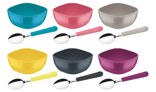 Juego Postre 12 Piezas Bowl + Cuchara Mix Color | Tramontina