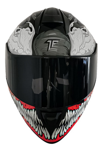 Imagen 4 de 9 de Casco Moto Taff Kroon Shadow Certificado Mica Humo Negro