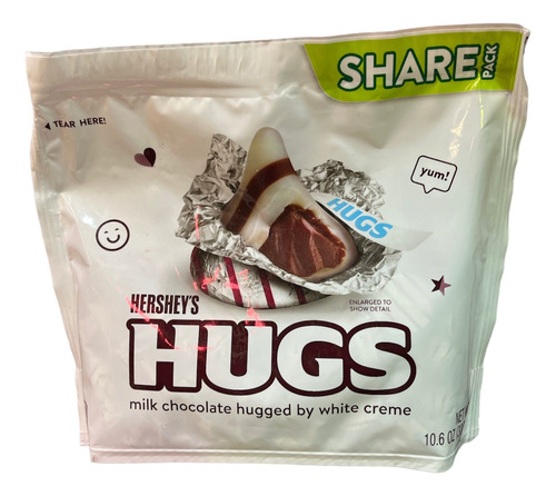 Bolsa Chocolate Hugs 300g  Con Leche Y Crema Blanca