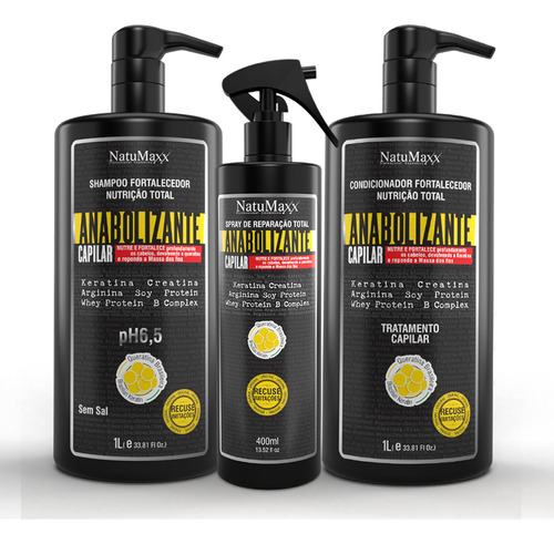 Kit Anabolizante Capilar Shampoo + Condicionador + Spray